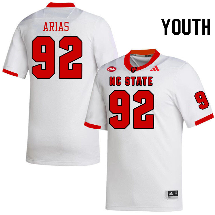 Youth #92 Aiden Arias NC State Wolfpack College Football Jerseys Stitched-White